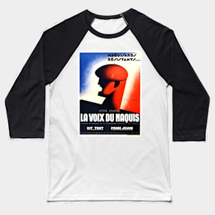 WWII French Resistance Voix Du Maquis Fighters Magazine 1940s Baseball T-Shirt